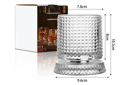 270ML Rotating Transparent Whiskey Glass - Checkered Style