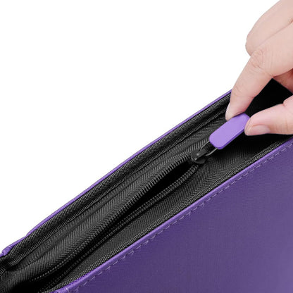 16 Pocket Card Binder 1024 Capacity PVC Free Hard Shell Waterproof Zipper-Purple