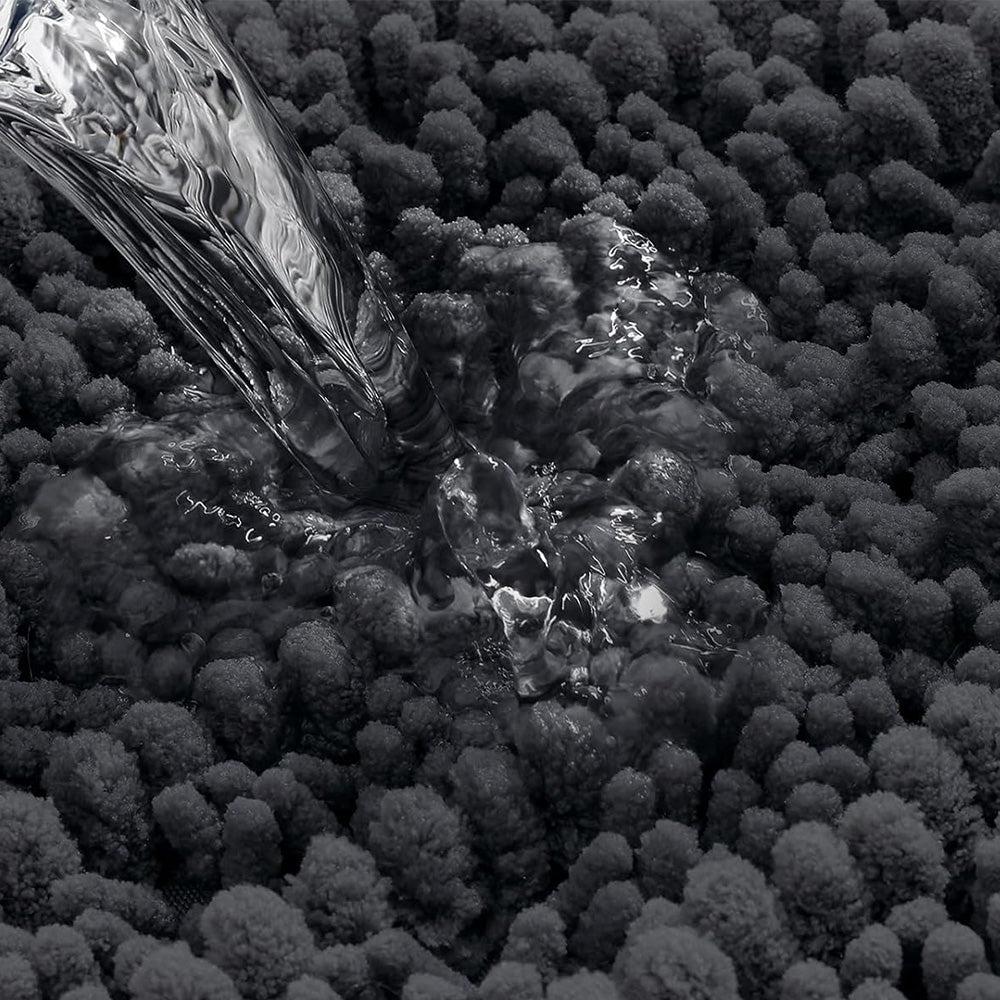 Chenille Fabric Bathroom Rugs Mat With Non Slip Rubber Backing Home Decor Accessories-Grey