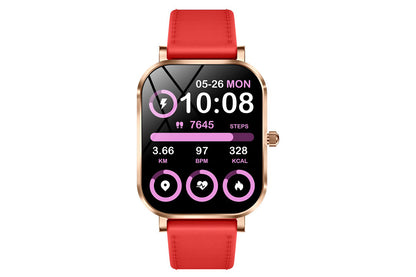 Smart Watch Bluetooth Call Make Calls Musics Fitness Tracker Heart Rate Sleep Monitor -Red