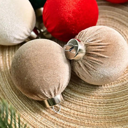 15Pcs Set Christmas Tree Ornaments 6cm Velvet Balls Xmas Decorations Red