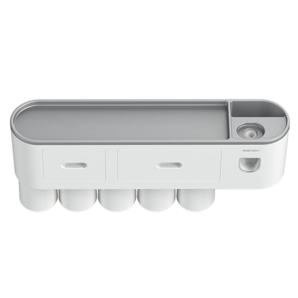 Wall Mounted Toothbrush Holder for Bathroom Automatic Toothpaste Dispenser Kit-Gray