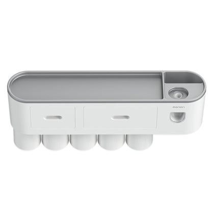 Wall Mounted Toothbrush Holder for Bathroom Automatic Toothpaste Dispenser Kit-Gray