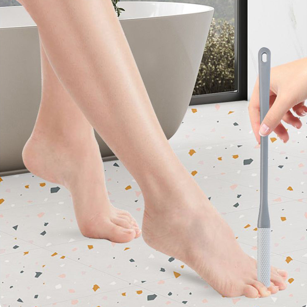 2Pcs Set Toe Cleaning Brushes Foot Scrubber with Long Handle Grey