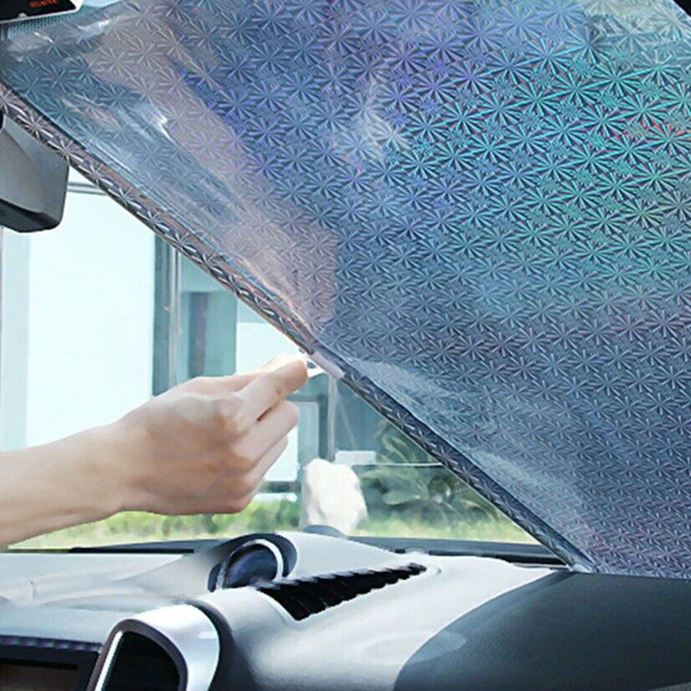 2pcs Car Window Shade Retractable Roller Blinds Sunshade Blackout Curtains with Suction Cups -Silver