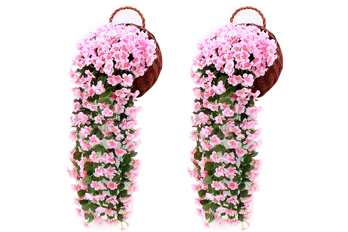 4Pcs Artificial Fake Hanging Violet Vine Plant Home Garden Indoor Outdoor Decor-Pink