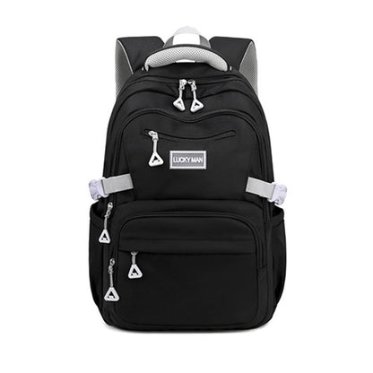Solid Nylon Backpack Teenage Girls School Shoulder Bag Black
