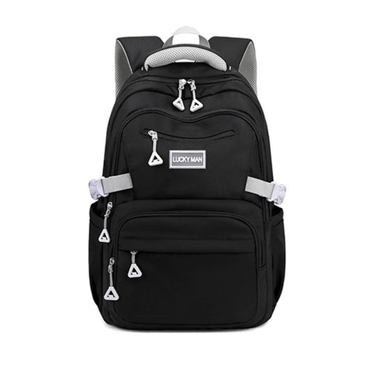 Solid Nylon Backpack Teenage Girls School Shoulder Bag Black