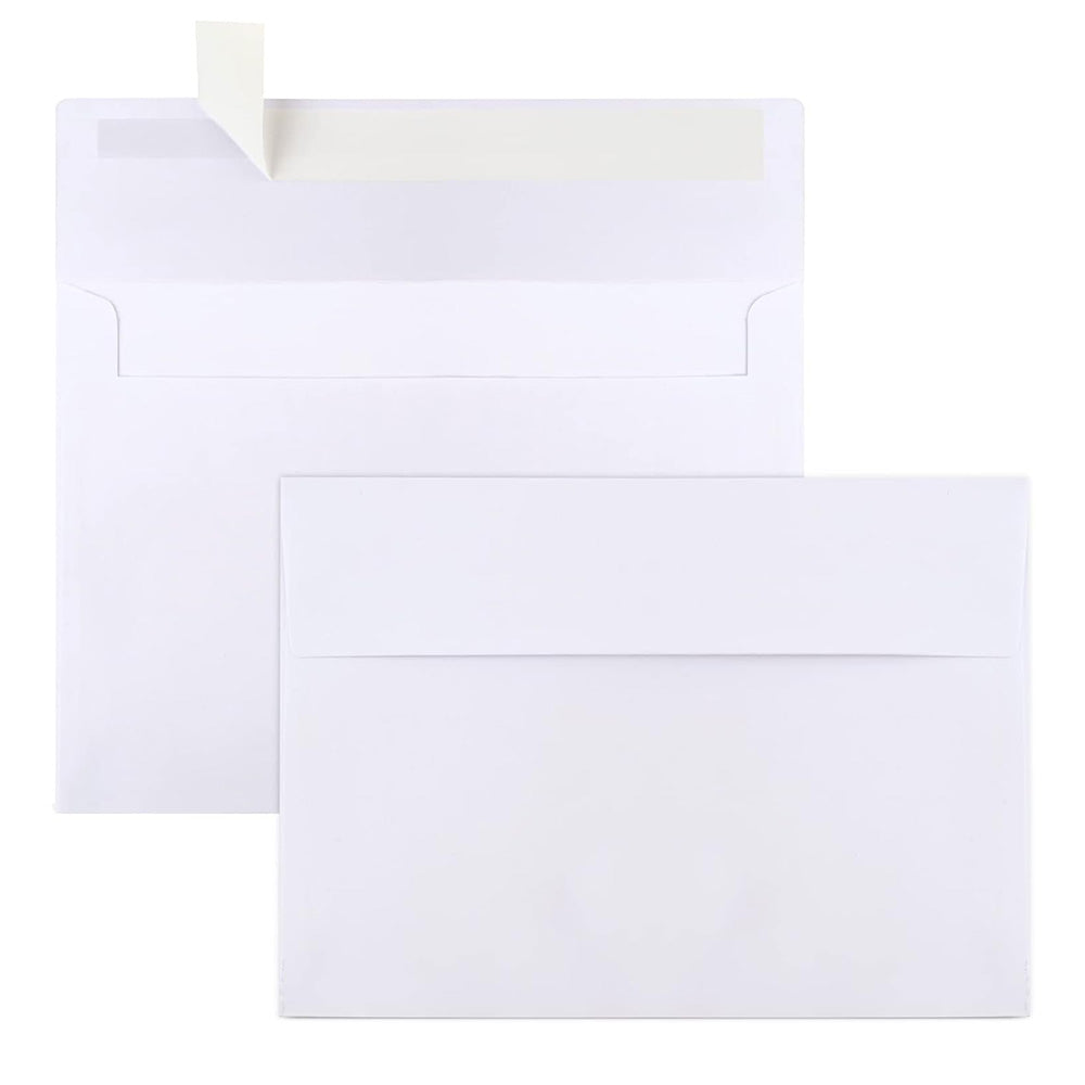 50 Pack Kraft Paper Self Adhesive Envelopes for Cards Photos - White