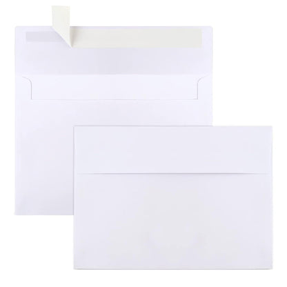 50 Pack Kraft Paper Self Adhesive Envelopes for Cards Photos - White