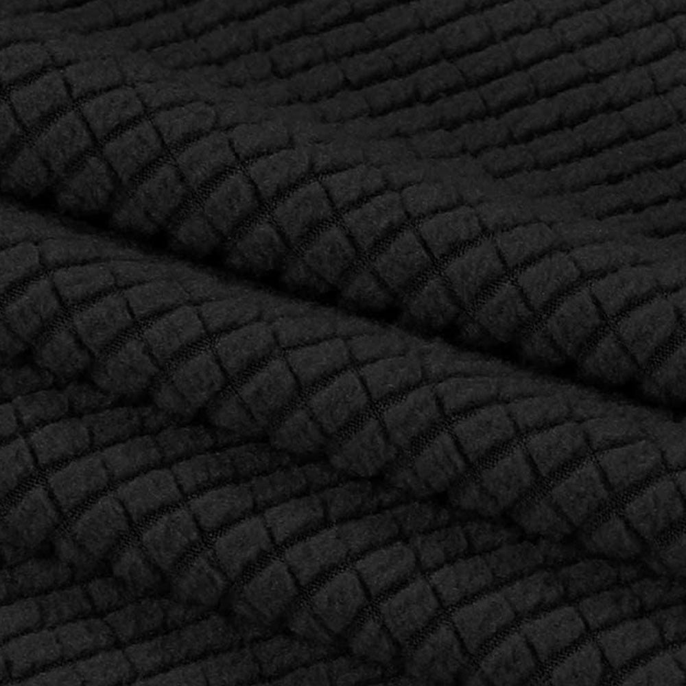 Square Ottoman Cover Stretch Textured Slipcover for Footstool Black L