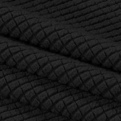 Square Ottoman Cover Stretch Textured Slipcover for Footstool Black L