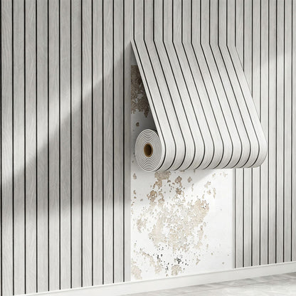 2 Pieces PVC Slat Wall Panel with Faux Engineered Wood Grain - Silver