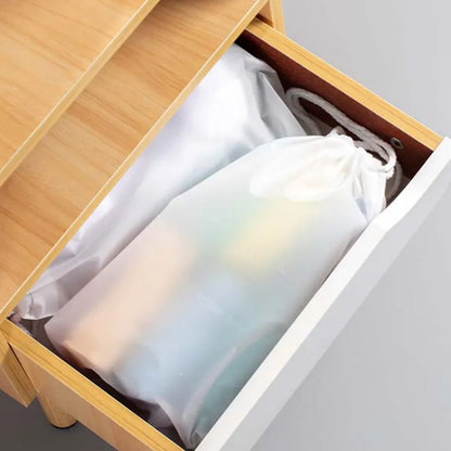 Clear Shoe Bags for Travel Waterproof Dustproof Drawstring Shoe Bags for Packing White