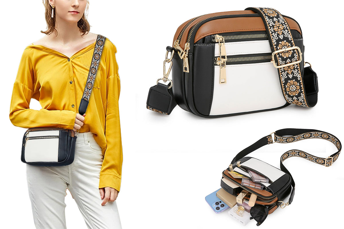 Crossbody Purse for Women Small Crossbody Bags Trendy Vegan PU Leather with Adjustable Shoulder Strap-Composite Color