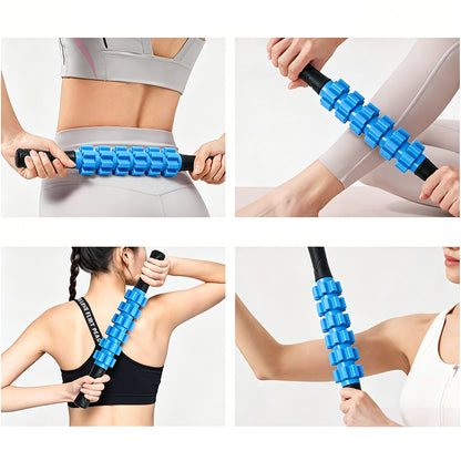 6Pcs Foam Roller Set with Massage Stick and Resistance Band-Blue