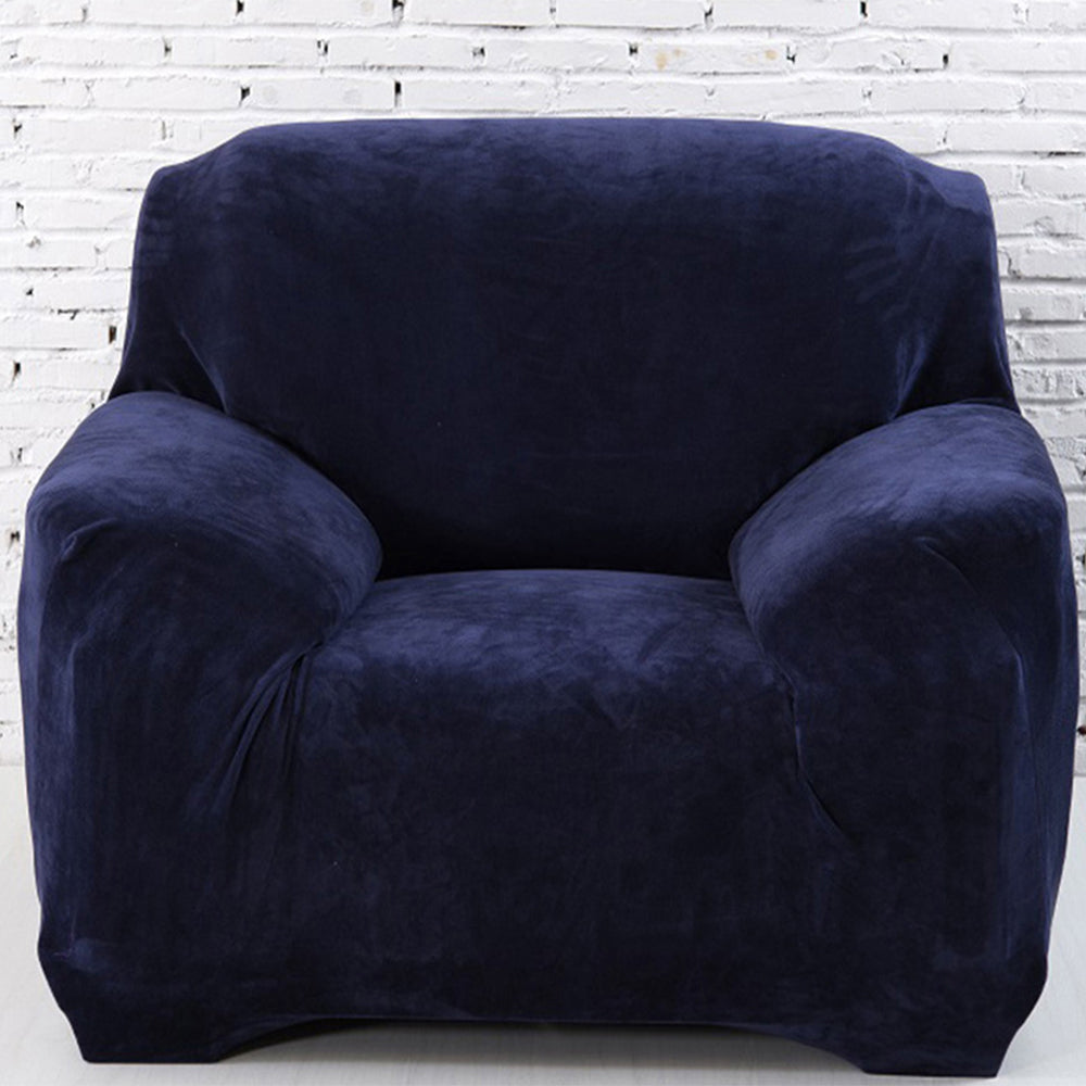 Velvet Stretch Sofa Slipcover Sofa Couch Furniture Protector Cover Navy Blue
