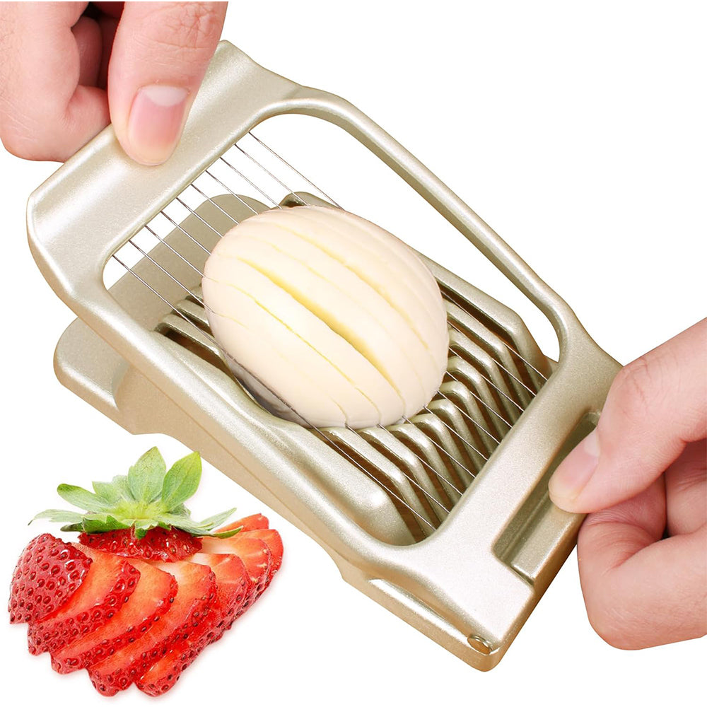 Aluminum Alloy Egg Slicer for Hard Boiled Eggs Strawberry Slicer for Sandwiches-Gold