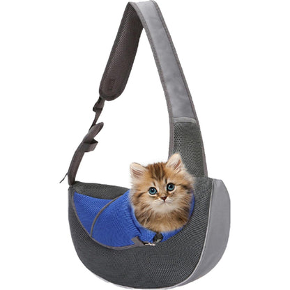 Pet Carrier Sling Mesh Backpack Travel Bag for Dogs & Cats Blue