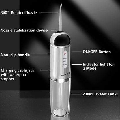 Electric Water Flosser for teeth with 4 Jet Tips Portable Floss Irrigation Cleaner-Black