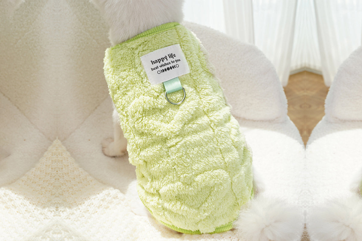 Sherpa Fleece Dog Jumper Sweater with D-Ring for Small Dogs Chihuahua Yorkshire -Green