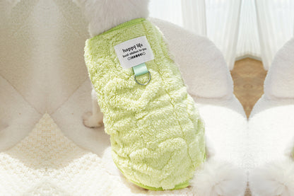 Sherpa Fleece Dog Jumper Sweater with D-Ring for Small Dogs Chihuahua Yorkshire -Green