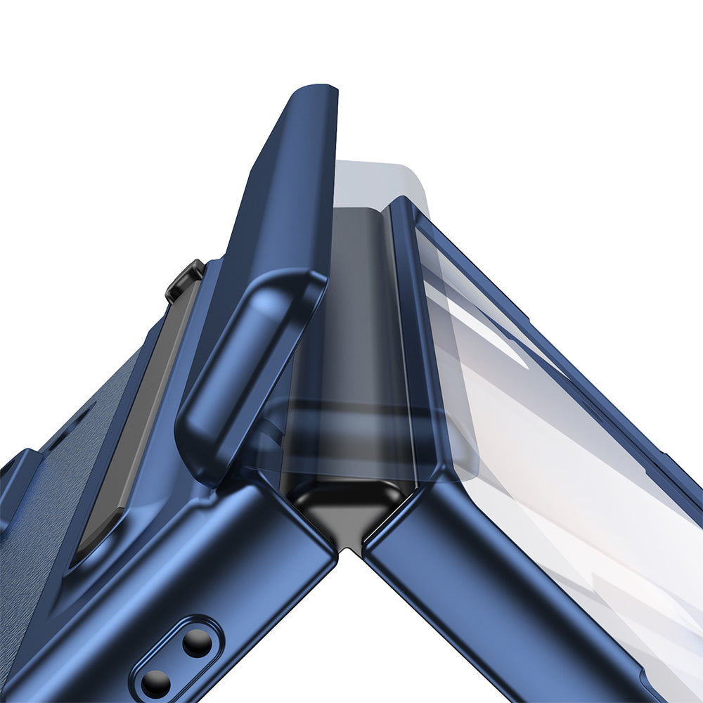 Phone Case for Samsung Z Fold 7 with Pen Holder Full Coverage Hinge Protection-Blue