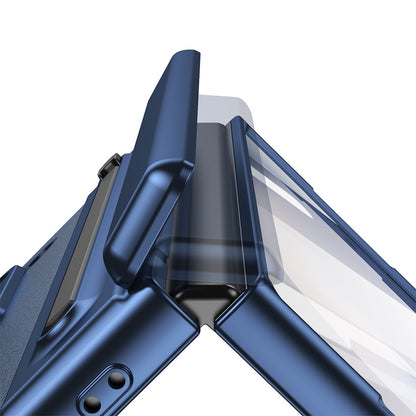 Phone Case for Samsung Z Fold 7 with Pen Holder Full Coverage Hinge Protection-Blue
