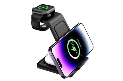 3 in 1 Wireless Charger Dock Charging Station - Black