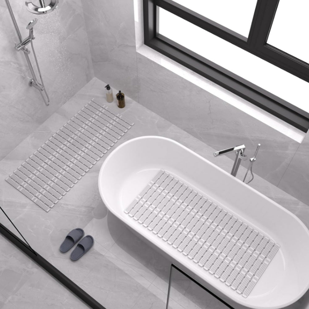 Non-Slip Shower Mat Suction Mounted Bathtub Mat with Drain Holes Grey