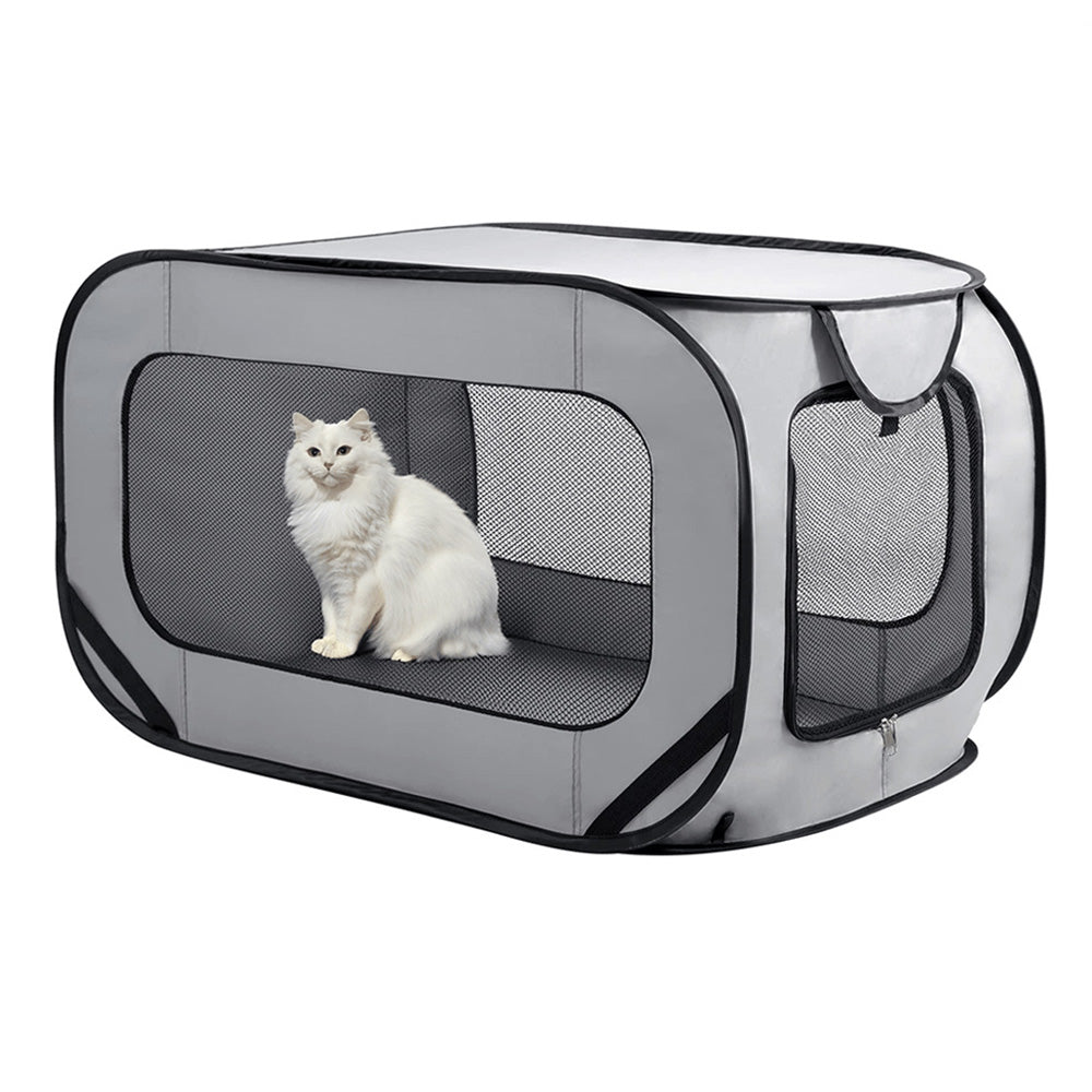 Portable Car Seat Pet Kennel Pop Up Dog Cat Tent Bed Grey