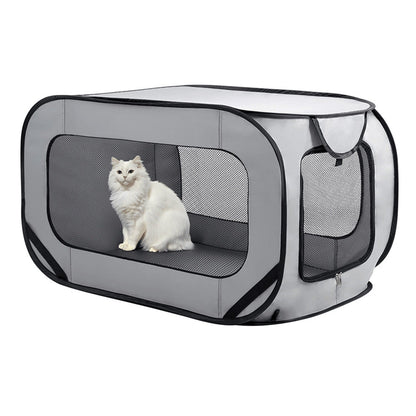 Portable Car Seat Pet Kennel Pop Up Dog Cat Tent Bed Grey