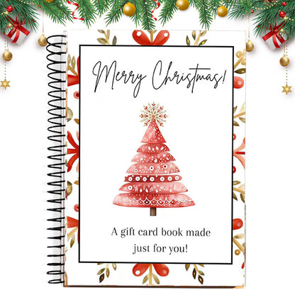 38 Sheets Christmas Gift Card Book Coil Bound Card Holder - Christmas Tree