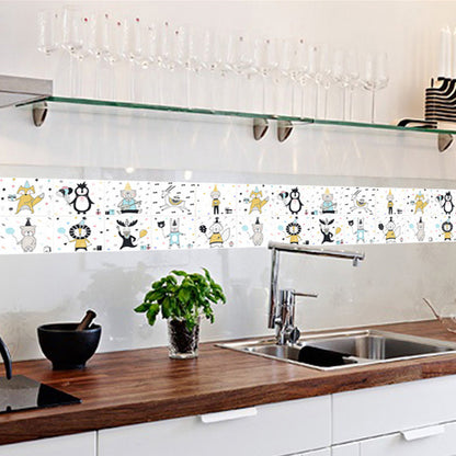 10Pcs Cartoon Animals Words Wall Stickers Water Resistant Wallpaper Removable Decal for Kitchen Bathroom -Yellow