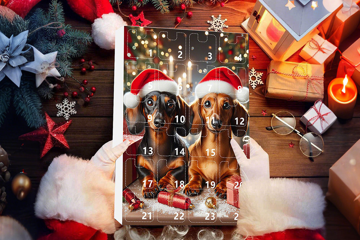 Christmas Countdown Advent Calendar Dog Holiday Collectible Hanging Ornament