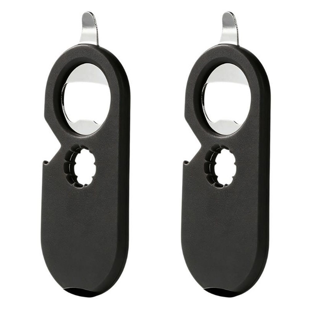2Pcs 5-in-1 Bottle Can Opener Kitchen Twist Cap Pull Tab Tool with Easy Attached Storage Black