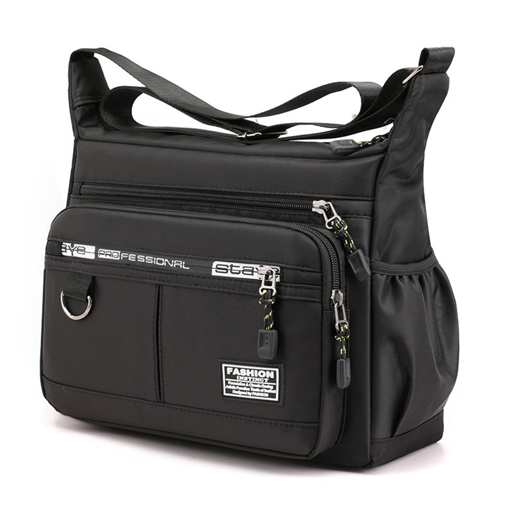 Multi-Pocket Men's Crossbody Shoulder Bag for Outdoor Travel and Commuting -Black