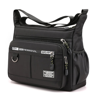 Multi-Pocket Men's Crossbody Shoulder Bag for Outdoor Travel and Commuting -Black