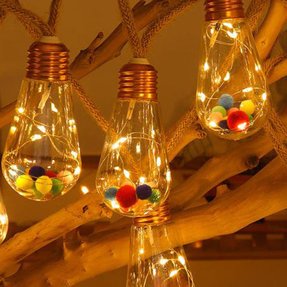 8M Solar String Lights Outdoor Vintage Rope Hemp Patio Bulb Lights for Christmas Garden Fence Balcony Style 2
