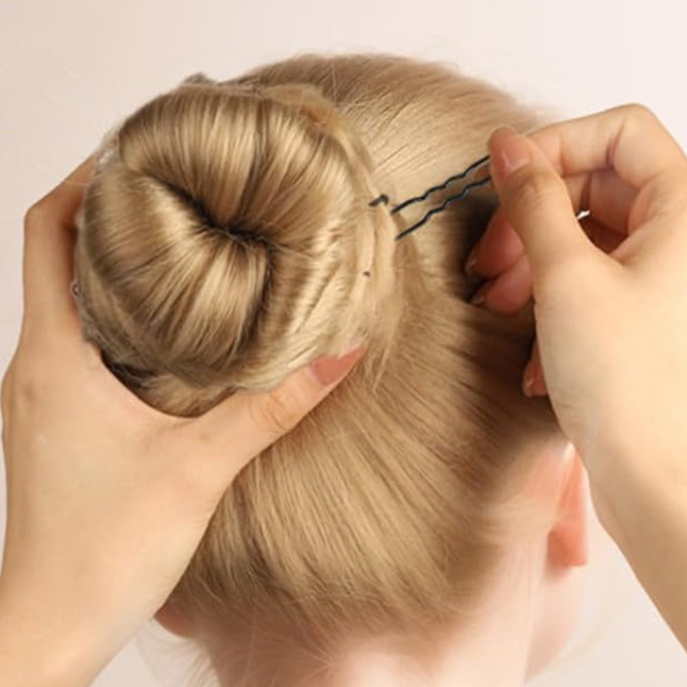 Hair Pins Set with Storage Box Bobby Pins & U Shaped Hair Clips Kit for Bun Updo Styling-Black