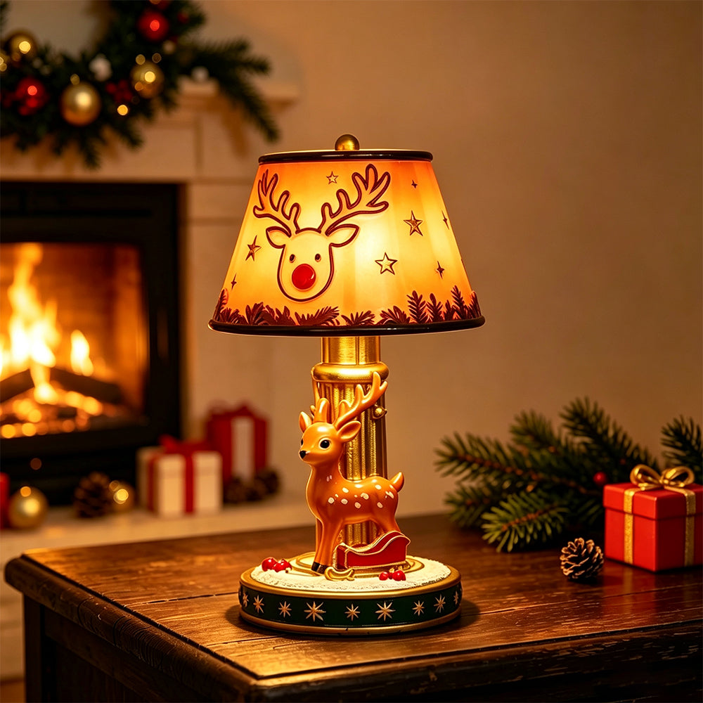 Christmas Table Lamp Vintage Resin Desk Light - Reindeer