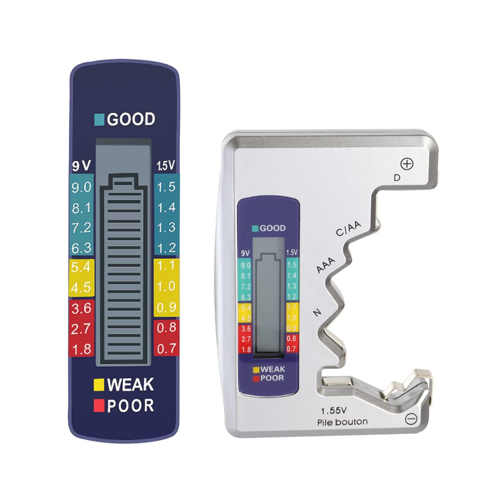 Universal LCD Dispay Battery Checker Digital Battery Tester for C/D/N/AA/AAA/9V/1.55V Button Cell Silver