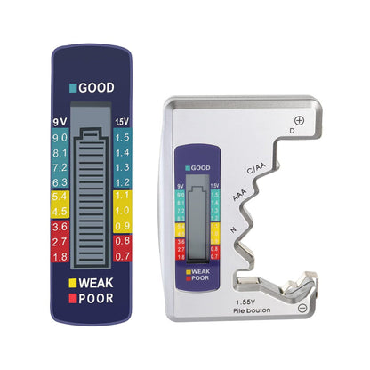 Universal LCD Dispay Battery Checker Digital Battery Tester for C/D/N/AA/AAA/9V/1.55V Button Cell Silver