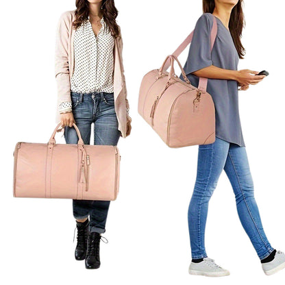 Foldable Duffel Bag Travel Garment Bag with Mini Pocket Pink