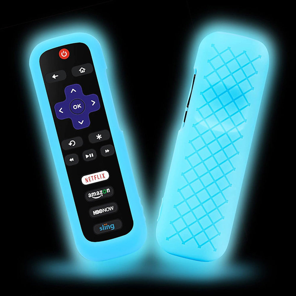 2 Pack Glow in The Dark Silicone Case Cover for Roku TV Remote -Blue