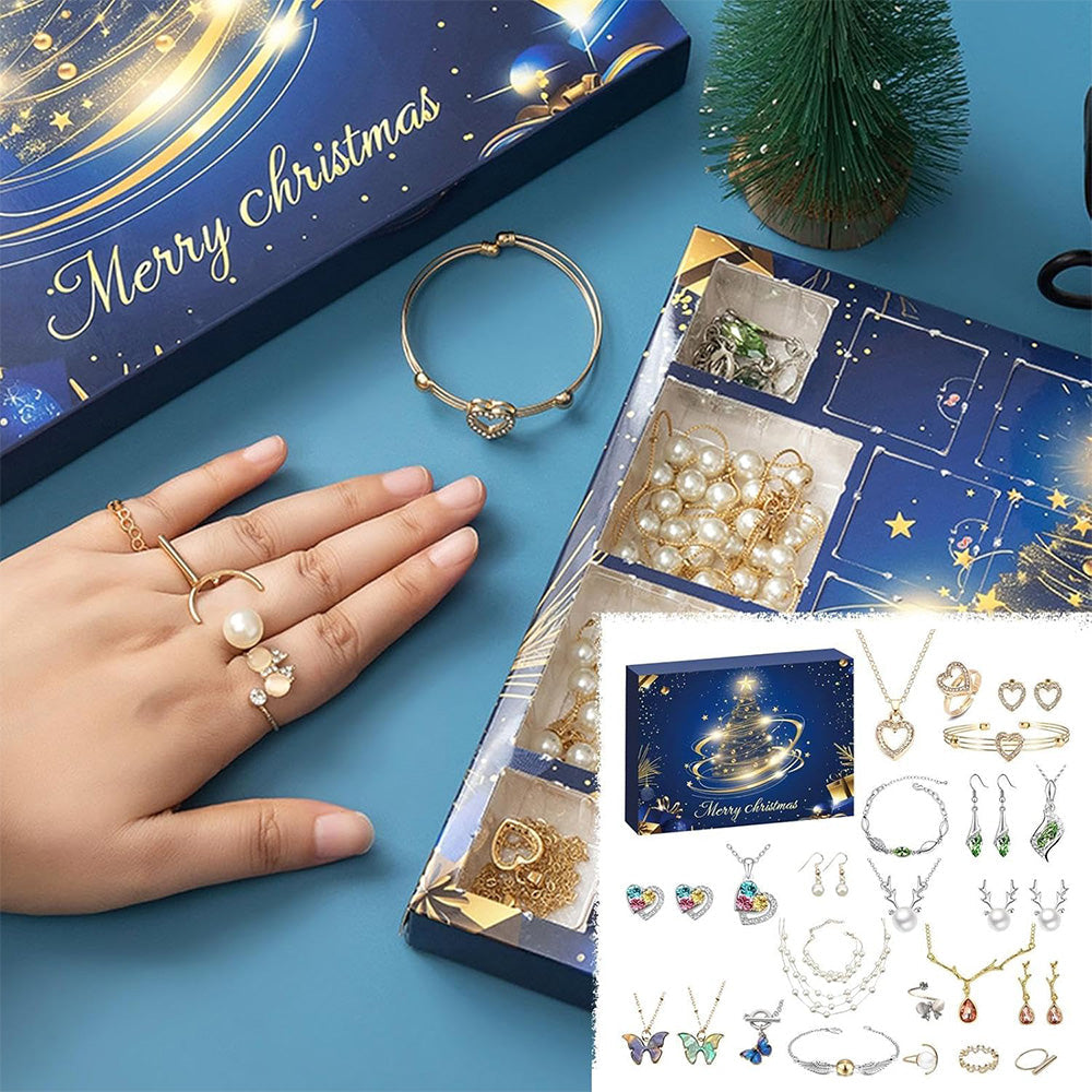 24 Days Jewerly Countdown to Christmas Calendar Xmas Necklace Earrings Bracelet Advent Calendar Surprise Box Style 2