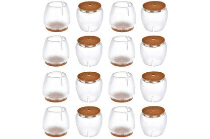 32Pcs Chair Leg Floor Protectors Silicone Soft Square Round Covers Felt Bottom Silicone Pads with Glide Pads-Round