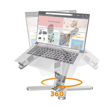360 Degree Rotating Aluminum Laptop Stand Adjustable Desktop Notebook Holder Silver