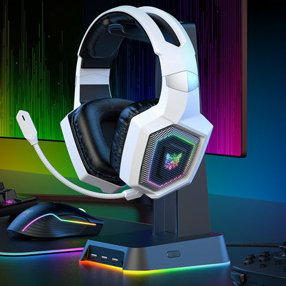 2.4GHz Wireless Gaming Headset with Flip Microphone for PC-White