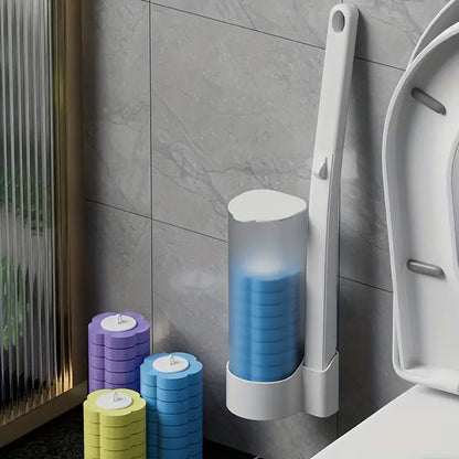 Disposable Toilet Brush Set with 18Pcs Replacement Brush Heads White